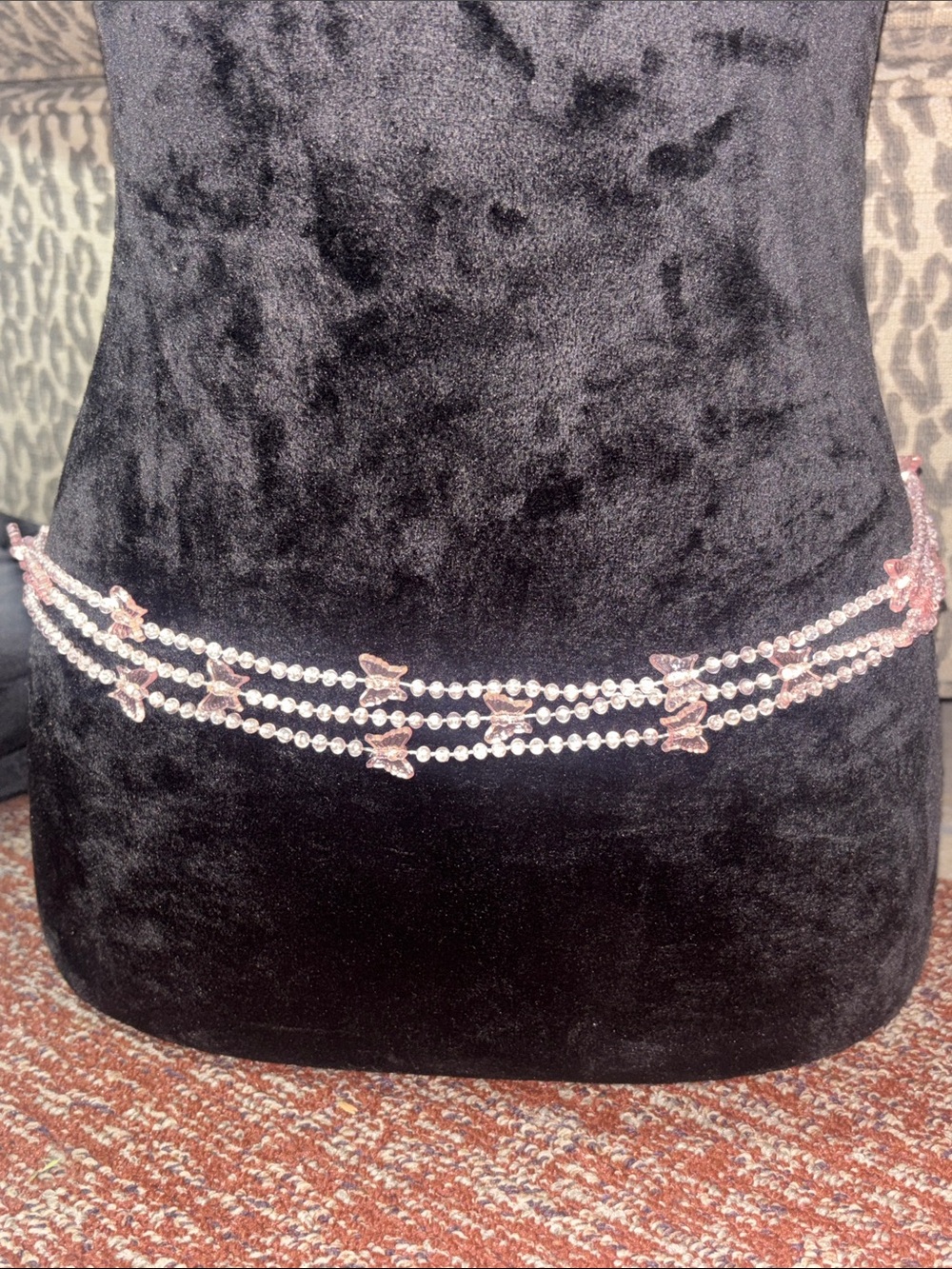 KB waist chain y2k pink butterfly 3 layer cute girly belly chain feminine dainty